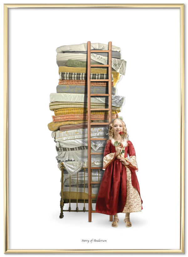 Poster – H.C. Andersen Handtekening – De Prinses op de Erwt – Witte achtergrond