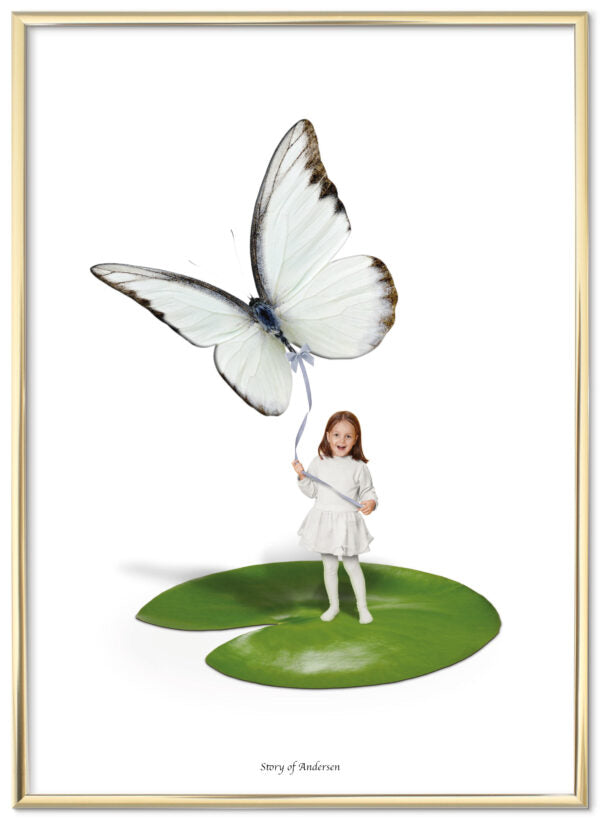 Poster – H.C. Andersen Handtekening – Duimelijntje – Witte achtergrond