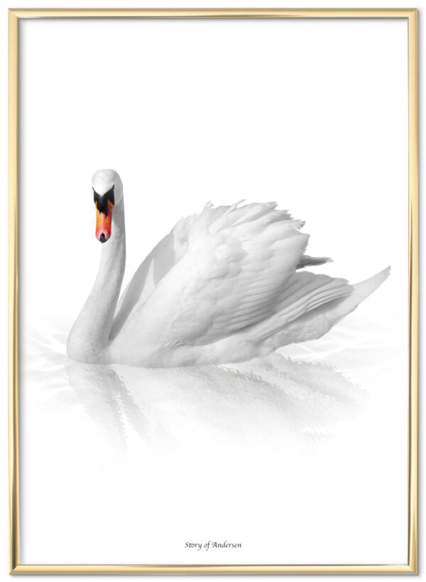 Poster – H.C. Andersen Handtekening – Het Lelijke Eendje – Witte achtergrond