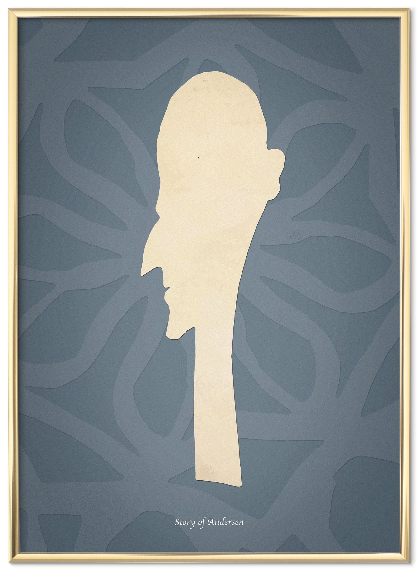 Poster – H.C. Andersen Papierknipkunst – Portret – Blauwe achtergrond