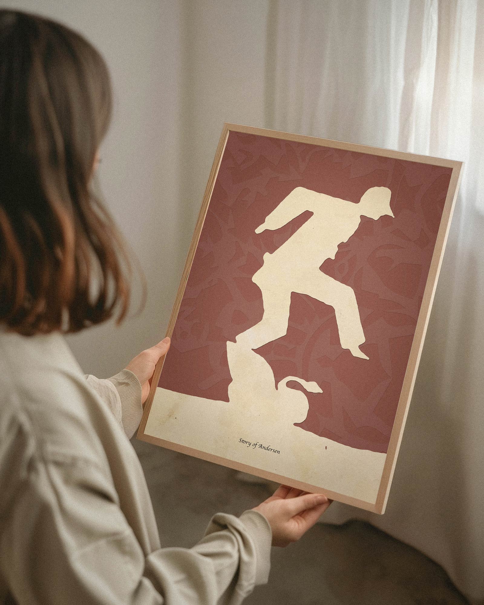 Poster – H.C. Andersen Papierknipkunst – Zwanendans – Rode achtergrond