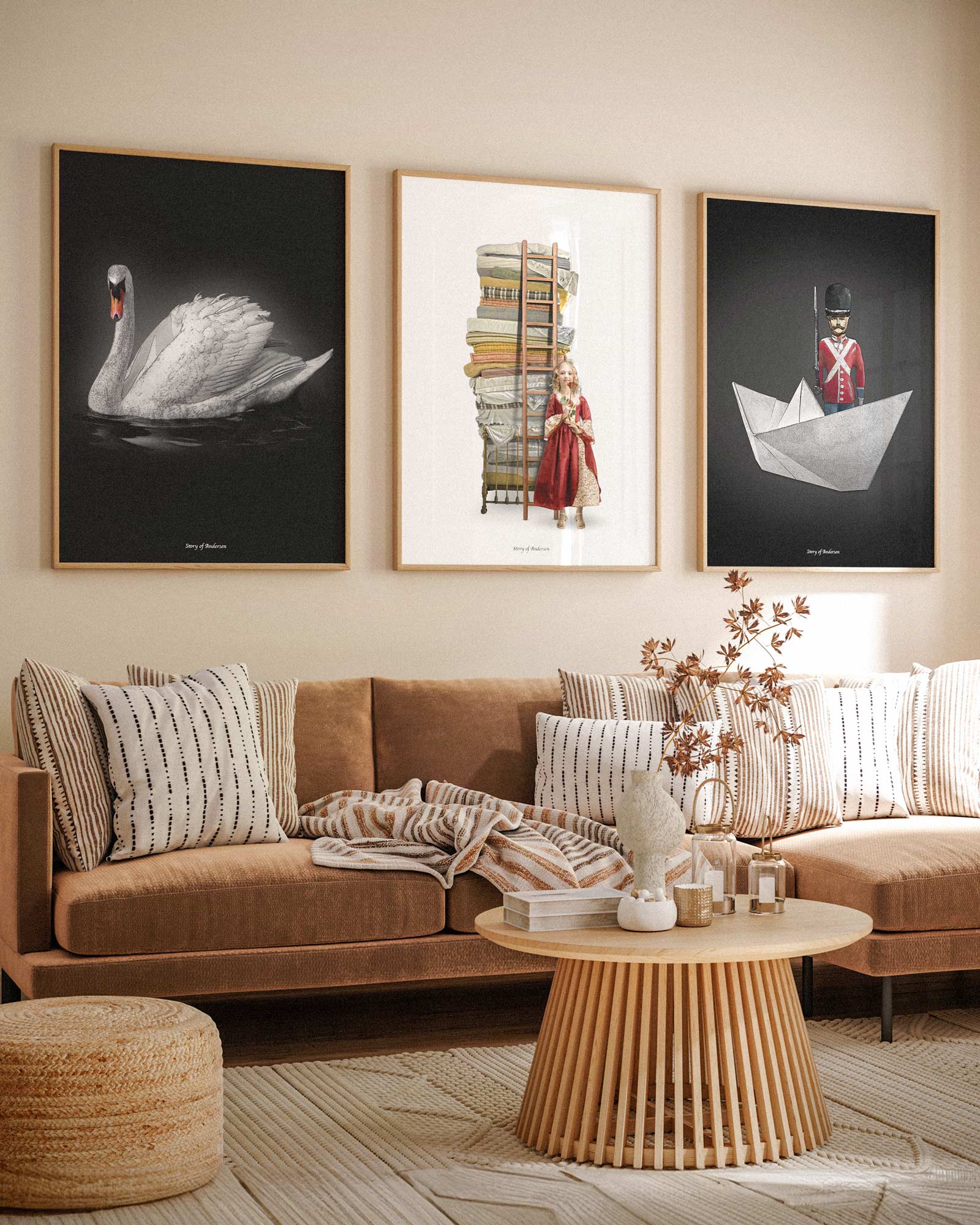 Poster – H.C. Andersen Handtekening – Het Lelijke Eendje – Zwarte achtergrond