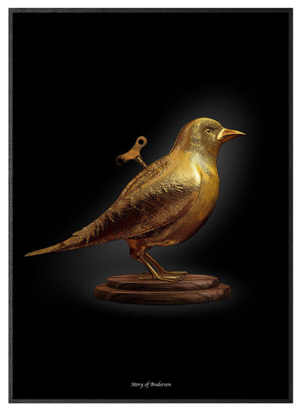 Poster – H.C. Andersen Handtekening – De Nachtegaal – Zwarte achtergrond