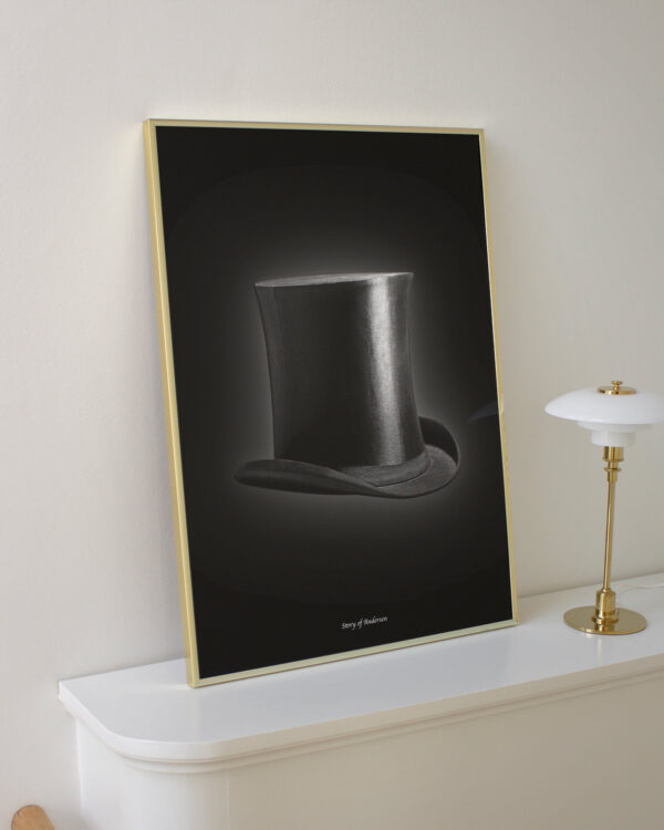 Poster – H.C. Andersen Handtekening – H.C. Andersens Hoed – Zwarte achtergrond