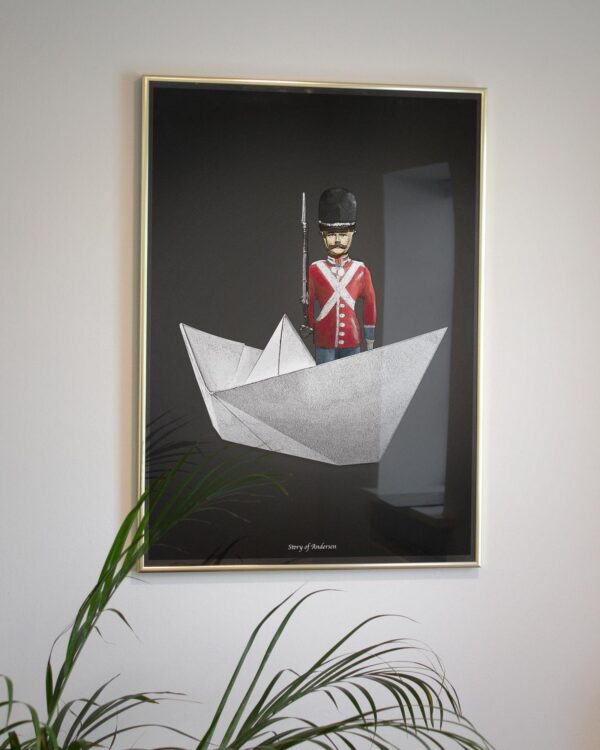 Poster – H.C. Andersen Handtekening – De Standvastige Tinnen Soldaat – Zwarte achtergrond