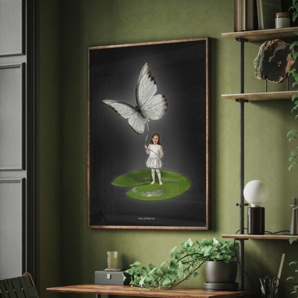 Poster – H.C. Andersen Handtekening – Duimelijntje – Zwarte achtergrond