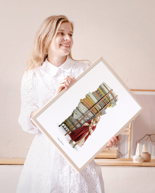 Poster – H.C. Andersen Handtekening – De Prinses op de Erwt – Witte achtergrond