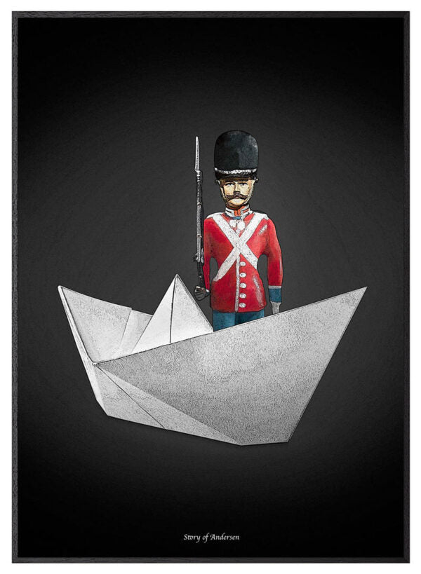 Poster – H.C. Andersen Handtekening – De Standvastige Tinnen Soldaat – Zwarte achtergrond
